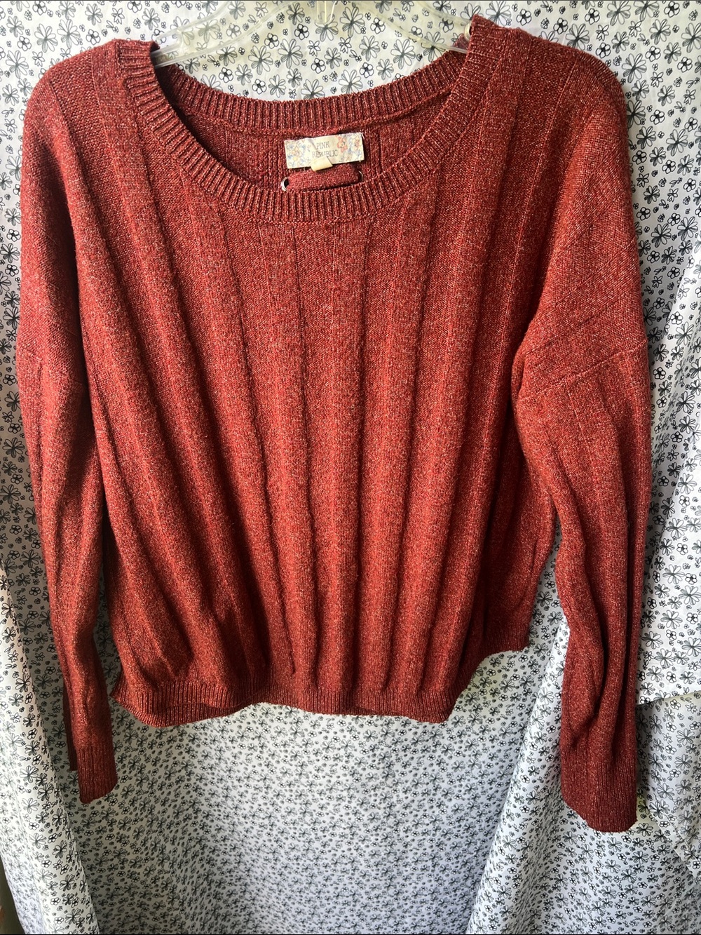 Pink Republic Ribbed Crewneck Sweater - Rust